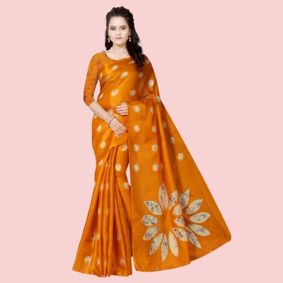 RUNAYA NX Printed Bollywood Silk Blend Saree(Gold)