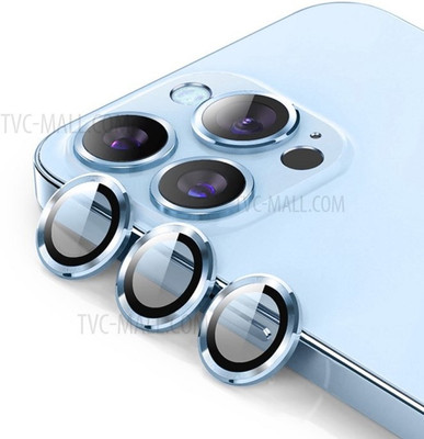 ICREATOR Camera Lens Protector for Apple Iphone 13 ProMax , Pack Of 3 Camera Lance Tempered Glass Protector , Aluminium Alloy Metal Ring Anti-Scratch Bubble-Free- Sierra Blue(Pack of 3)