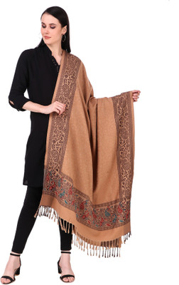 BRAVEZI Polyester Wool Blend Printed Women Shawl(Beige)
