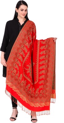 BRAVEZI Polyester Wool Blend Printed, Paisley Women Shawl(Red)