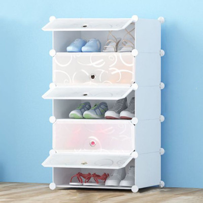 PYXBE 5 Layer DIY Shoe Rack Multipurpose Storage Organizer for Home Bedroom Balcony Living Room/Portable & Waterproof Shelf Plastic Collapsible Shoe Stand(White, 5 Shelves, DIY(Do-It-Yourself))