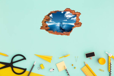 Varadvinayak 59 cm Sea in the wall hole Self Adhesive Sticker(Pack of 1)