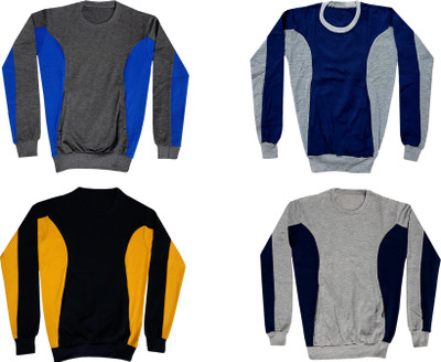 IndiWeaves Full Sleeve Color Block Boys & Girls Sweatshirt