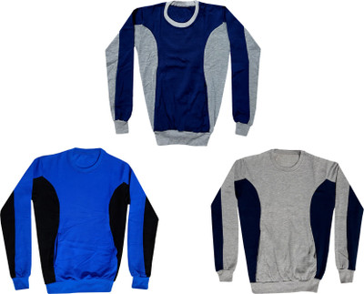 IndiWeaves Full Sleeve Color Block Boys & Girls Sweatshirt