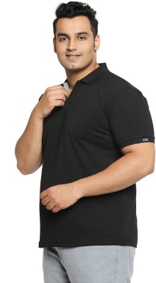 WEAR YOUR OPINION Solid Men Polo Neck Black T-Shirt