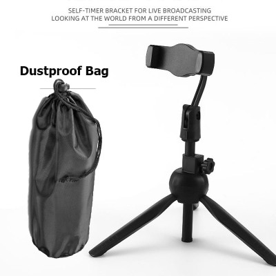 PULTO New Arrival Adjustable Phone Selfie Stick Desk Tripod Stand + Dustproof Bag 360 degree adjust tablet video micro mobile cell phone tripod holder stand Adjustable Desktop Microphone Tripod Microphone Stand Holder Support Display Holder Mobile Phone Stand Holders All Smartphone’s Multi-functiona