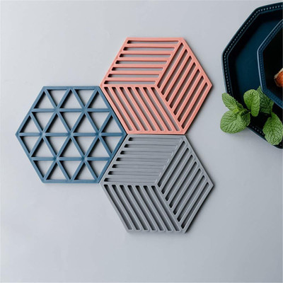 SIYANSHU Hexagon Reversible Rubber Coaster Set(Pack of 2)