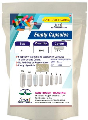 santhosh Trading Pharma raw materials size 0 CT/CT Empty Capsules(1000 No)