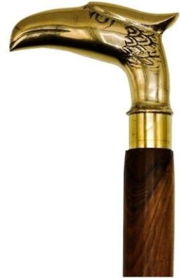 ShopTree Walking Stick with Brass Handle (Eagle Face), Solid Wood Stick - 36 inch Walking Stick