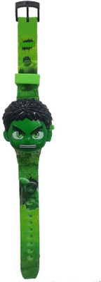 FLYmart Action Figure huluke Face Based Toy ToyWatch with Light (Multicolor LED rotating pattern Light) And Music For Kids(Green)