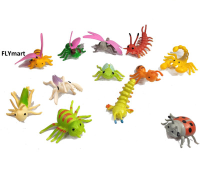 FLYmart Prank Toy Cartoon Face Insect Reptile Animals Toy Figure Playing Set of12 |Insects Toys for Kids Set of 12 PCS Insect Reptile Animals Toy Set for Boys and Girls Multi-Color Insect Animal Toy Action Figure | Super fine quality(Multicolor)