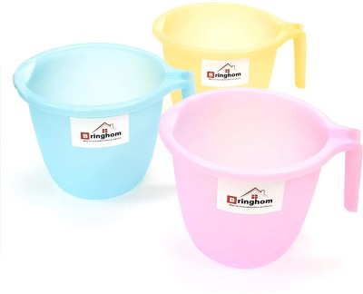 Bringhom Plastic Bath Mug(Green, Orange, Pink 1)