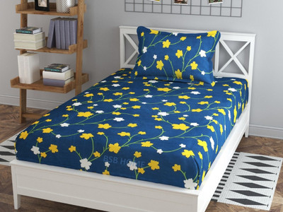 VAS COLLECTIONS 160 TC Microfiber Single Abstract Flat Bedsheet(Pack of 1, Blue)