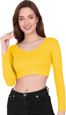 THE BLAZZE Casual Full Sleeve Solid Women Yellow Top