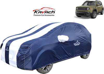 Kavach Car Cover For Jeep Compass (With Mirror Pockets)(Blue, White)