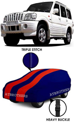 ATBROTHERS Car Cover For Mahindra Scorpio, Scorpio Getaway 4WD, Scorpio Getaway (Without Mirror Pockets)(Blue, Red)