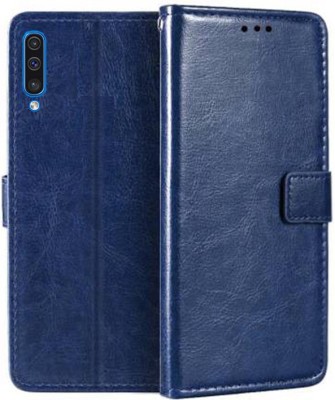 RK Seller Flip Cover for PU Leather Vintage Case with Card Holder and Magnetic Stand for Samsung Galaxy 50s(Blue, Pack of: 1)