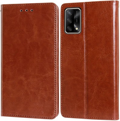 Unistuff Flip Cover for Oppo F19, Oppo F19s(Brown, Dual Protection, Pack of: 1)