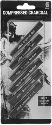 FRKB Compressed Charcoal Drawing Shading Sticks, 6 Piece Stick(Pack of 6)