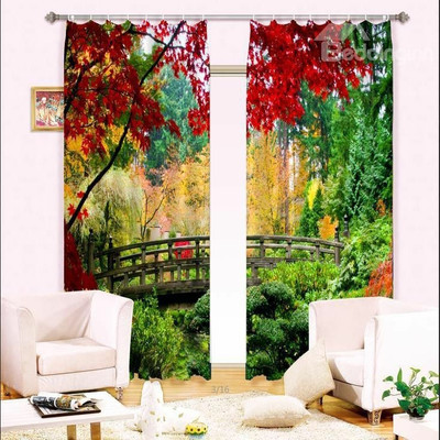 s23 154 cm (5 ft) Window Polyester Room Darkening Curtain (Pack Of 2)(Red, Floral)
