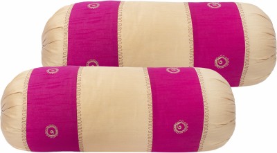 Arohi Dupion Silk Bolsters Cover(Pack of 2, 40.64 cm*81.28 cm, Pink)