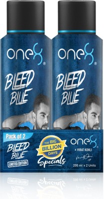 one8 by Virat Kohli Bleed Blue Deo (Pack of 2) Deodorant Spray  -  For Men(400 ml, Pack of 2)