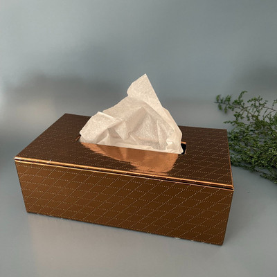 casagold 1 Compartments Pu leather, Mdf Tissue cover(Copper)