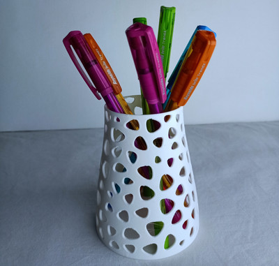 ALL IN ONE 1 Compartments plastic pen stand(White)