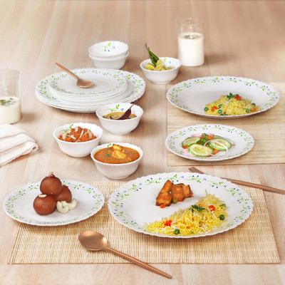 Cello Pack Of 18 Opalware Cello Dazzle Tropical Lagoon Opalware Dinner Set, 18 Pieces Dinner Set For Rs. 1424 @ 32% off