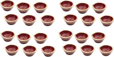 Onlinch Pottery (Pack of 24) Table Diya Set(Height: 1 inch)