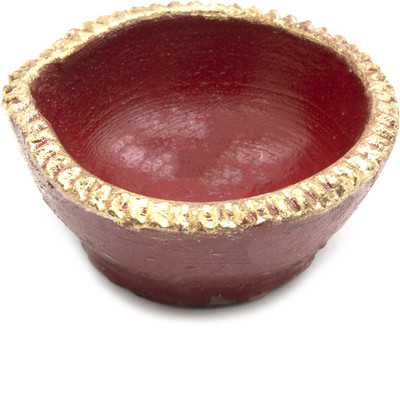 Onlinch Red Diya | Diyas for Pooja(Pack of 1) Earthenware Table Diya(Height: 3 inch)