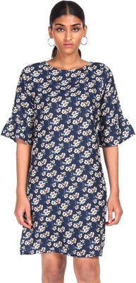 FLYING MACHINE Women A-line Blue Knee Length Dress