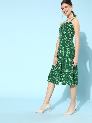 Berrylush Women A-line Green Dress