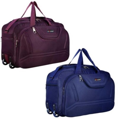 LexCorp (Expandable) (PACK OF 2) 60 L Duffel With Wheels Waterproof Lightweight With Two Wheels -PURPLE-BLUE - Large Capacity Duffel With Wheels (Strolley)