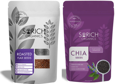 Sorich Organics Super Healthy Combo of Roasted Flax Seeds 400gm & Chia Seeds 400gm(800g Pack of 2) Ready To Eat Seeds|High in Protein|Rich in Fibre|Edible Seeds. Roasted Flax Seeds, Chia Seeds(2 x 400 g) Sorich Organics Super Healthy Combo of Roasted Flax Seeds 400gm & Chia Seeds 400gm(800g Pack of 2) Ready To Eat Seeds|High in Protein|Rich in Fibre|Edible Seeds. Roasted Flax Seeds, Chia Seeds(2 x 400 g)