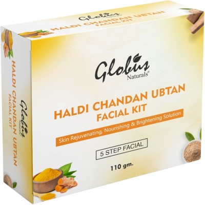 Globus Naturals Haldi Chandan Ubtan Brightening Lightening Facial Kit |5 Step Skin Whitening Kit |Paraben Free | Salon Grade| For All Skin Types, 110 gm(110 g)