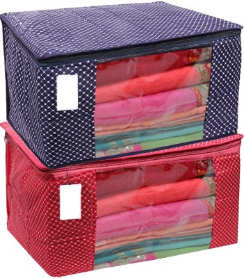 Love Store ( Pack of 2 ) Premium 3 Layer Cotton Multi Purpose/Storage/Clothes/Saree Cover Bag Saree Cover(Pink & Blue)