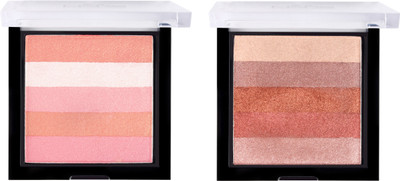 MARS Shimmer Brick Baked Highlighter Blusher pack of 2 Highlighter(Shade-02, Shade-03)