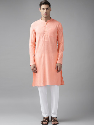 Fashvio Men Solid Straight Kurta(Pink)