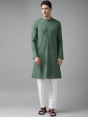 Fashvio Men Solid Straight Kurta(Green)