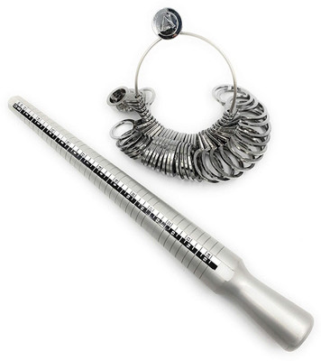 Ceznek Universal Ring Sizer Steel Gauge & Ring Stick Aluminium Set with International/Standard Markings for Measuring Finger Ring Sizes for Jewellery Making, Jewellery Repair & Hobby Crafts DIY Multi Vise Tool