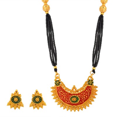 MissMister Brass Gold-plated Red Jewellery Set(Pack of 1)