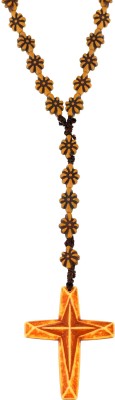 Dzinetrendz Wooden Star shaped Striped Beads Christian Rosary Prayer Mala Christian necklace jewellery (RBKL7751) Wood Necklace