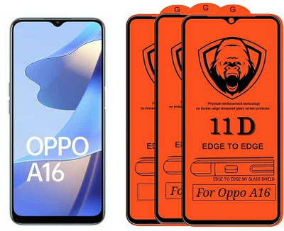 tendwell Edge To Edge Tempered Glass for Oppo A16, Oppo A15s(Pack of 3)