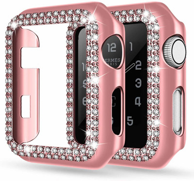 KAZUKI Front and Back Tempered Glass for Premium Watch Case Cover Compatible with Apple Watch Series 4 | Series 5 | Series 6 | Series SE (40mm) | Bling Crystal Diamonds Shiny Rhinestone | Build-in Tempered Glass Screen Protector | 40mm (Rose Gold)(Pack of 1)