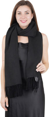 MUFFLY Wool Printed Women Shawl(Black)