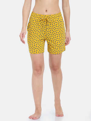 FRUIT OF THE LOOM Printed Women Yellow Regular Shorts