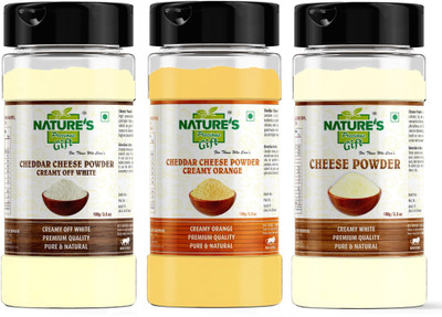 Nature's Precious Gift Cheddar Cheese Powder (Regular, Milky, Orange) - 100 GM - Spice Jar(3 x 100 g)