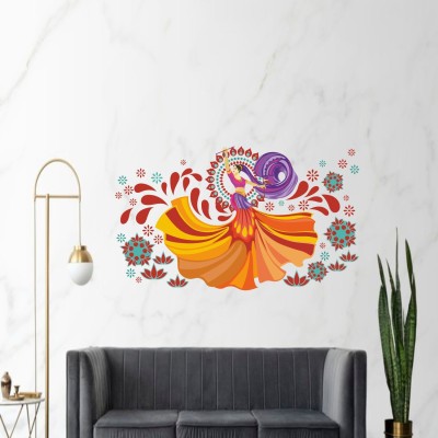 WALLSTICK 69 cm Beautiful Girl Traditional Decorative Colorful Wallsticker Self Adhesive Sticker(Pack of 1)