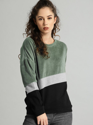 Roadster Full Sleeve Color Block Women Sweatshirt